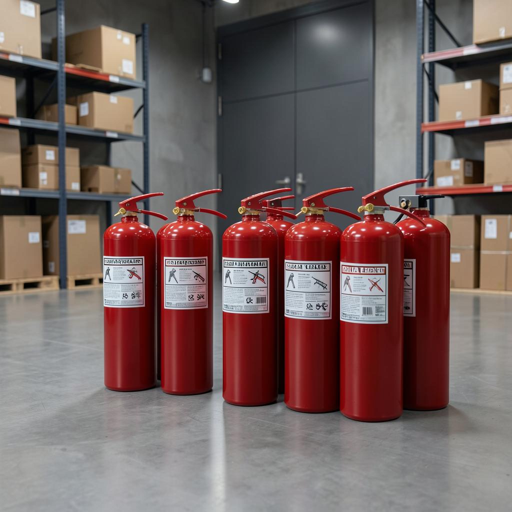 New commercial fire extinguishers ready for supply and installation
